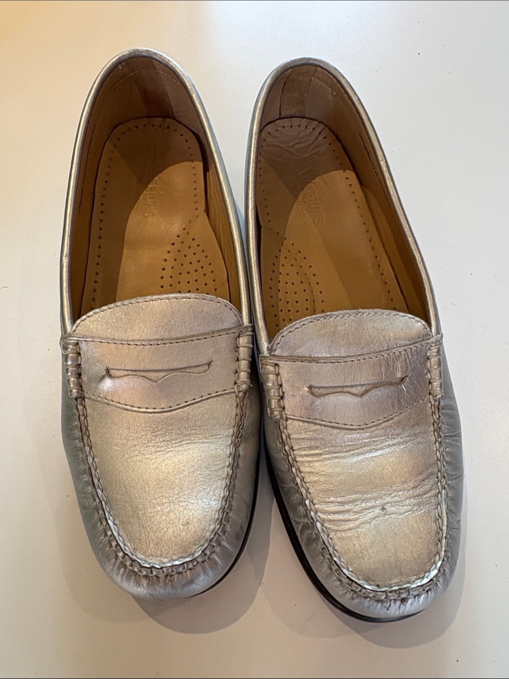 G.H. Bass & Co. Metallic Silver Penny Loafers